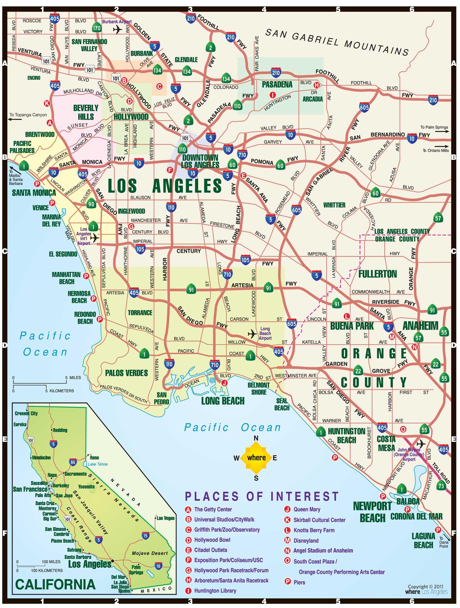 Karta över Los Angeles | Göteborg Karta