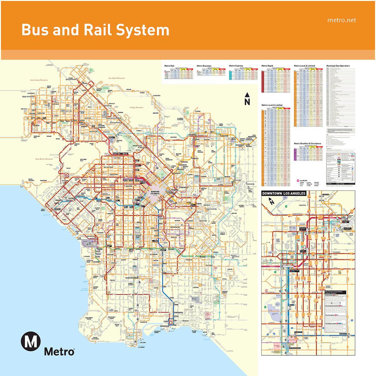 Los Angeles busslinjer karta - Los Angeles bus-system karta